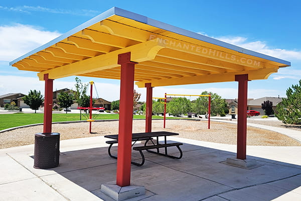 Shaded structure at Enchanted Hills Park North